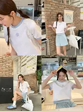 おしゃれな色使いのTシャツとカジュアルパンツ【夏用・女性用・高級感】（セットアップ対応）