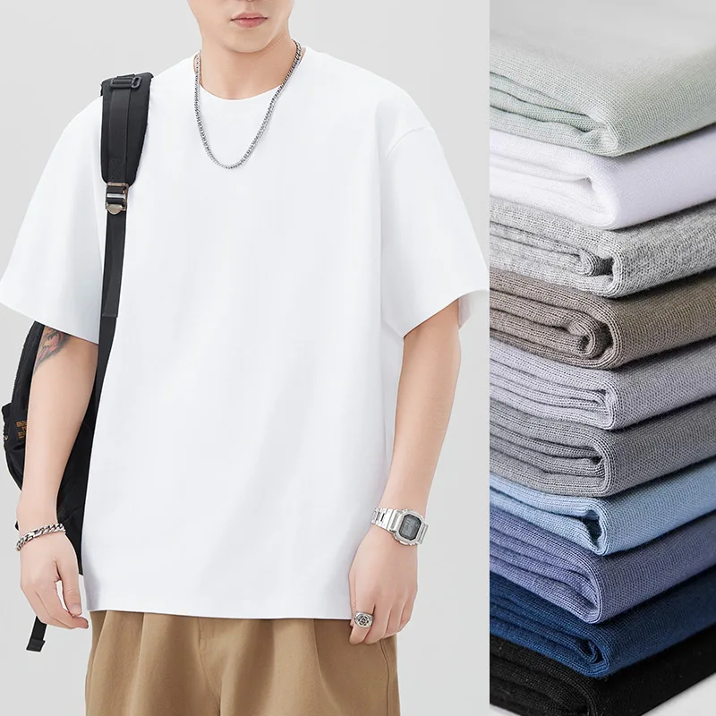 夏用コットン製メンズTシャツ【ラウンドネック・短袖・ゆったりとしたフィット】