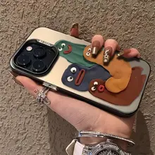 趣味のユニークなカートゥーンデザインiPhone対応ケース【フルカバー・衝撃吸収・シリコン素材】