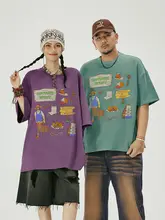 ユニークな印刷が特徴の垂感短袖Tシャツ【カジュアルスタイル・男性向け・夏用】