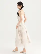 夏用キャミソールワンピース【メッシュパネル・ウエストシェイプ・シンプルデザイン・ロング丈】