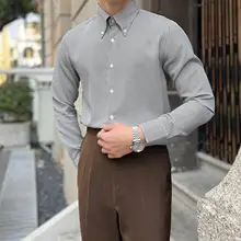 ドレスシャツ メンズ 長袖 千鳥格子 鋭角カラー トラッド スリムフィット 防シワ加工 ビジネス カジュアル 着回し