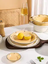 モランディドット マットセラミック食器セット【不規則デザイン・盛り付け皿・ご飯茶碗】