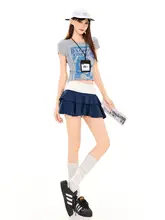 ティアードスカート レディース プリーツ ミニ ハイウエスト パッチワーク アメカジ ヴィンテージ プレッピー ギャル系 「MASS」