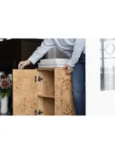ITALY製 桃花芯木製のサイドテーブル【アート展示・リビング用・寝室用収納】