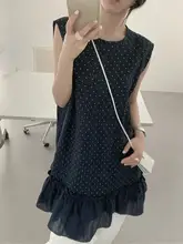 リネン風ドット柄ノースリーブワンピース【ロマンティックデザイン・裾切替】