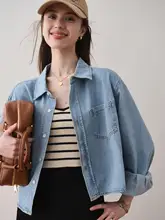 カジュアルコットンデニムシャツ【春用・フィット・ショートジャケット】