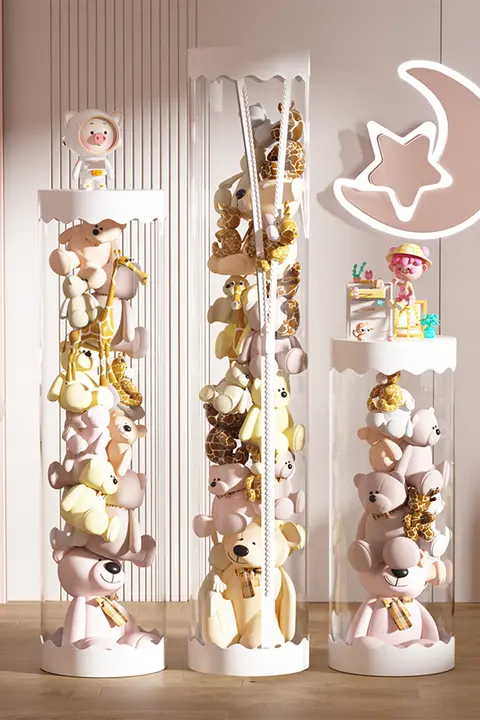 透明なラウンド収納ボックス【おもちゃ収納・ジッパー付き・子供用・ぬいぐるみ整理用】