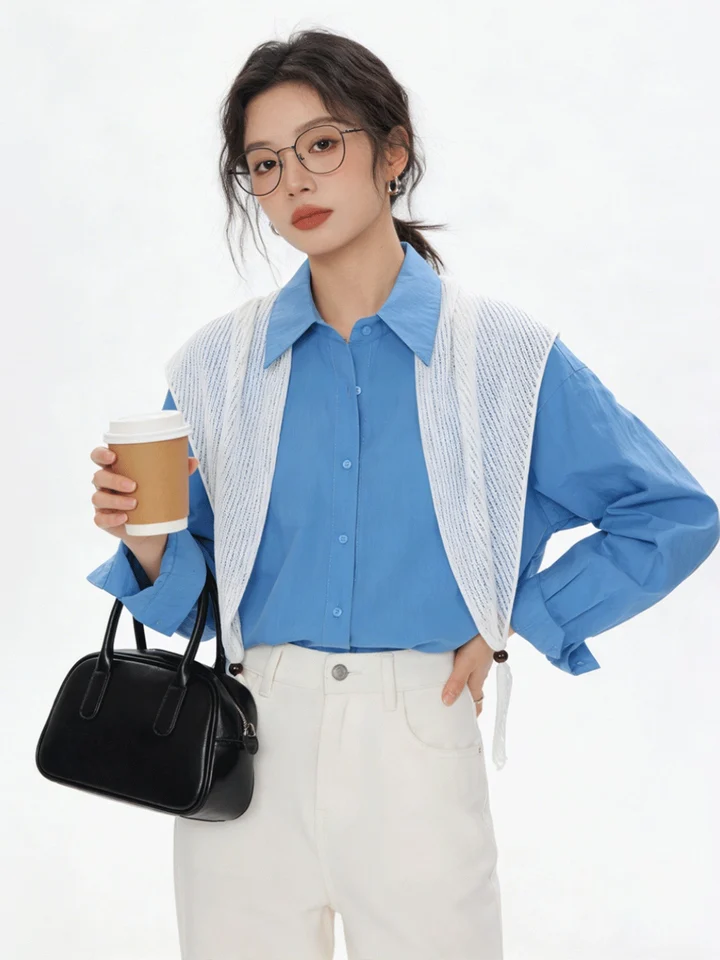 春夏用 通勤対応の薄手シャツ【UVカット・フレンチスタイル・コーディネートしやすい】