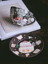 ハンドメイドのレトロ手描き陶器コーヒーカップ【ユニークデザイン・マグカップ・朝食用】