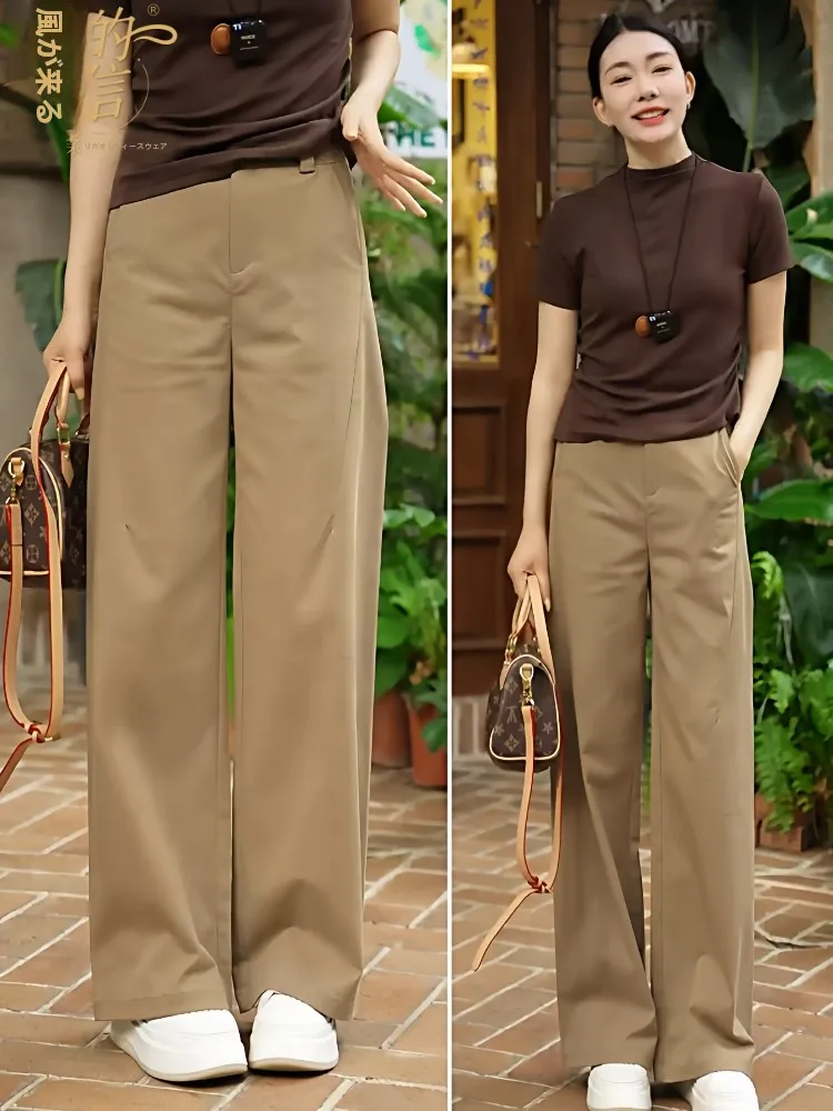 春夏用のしたワイドレッグパンツ【高腰・ストレートシルエット・女性用】 大人可愛い服 50代コーデに最適