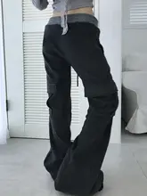 カジュアルなストリートスタイルポケット付きパンツ【コントラストデザイン・ヴィンテージ風・スリムフィット】（セットアップ対応）