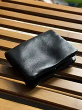 手作りの擦り仕上げ植物鞣し牛革短財布【レトロスタイル・横型・男性用】