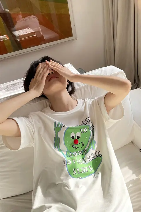 カノン オリジナル ジョーカープリント コットン 半袖Tシャツ【レディース・ラウンドネック・ルーズフィット・夏用】