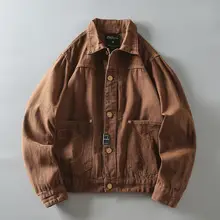アメカジスタイルのヴィンテージ感あるメンズジャケット【洗い加工・翻領・工装デザイン】