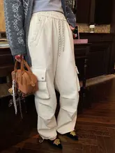 ストレートパンツ レディース 秋冬 アイボリー カジュアルパンツ 小柄 ゆったり タイ付きパンツ