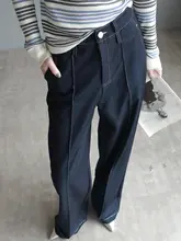 Warmo 高腰ストレートパンツ【深青・女性用・フィット・ロング丈】