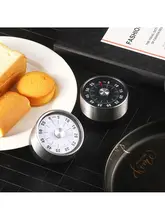 ステンレス製 電池不要キッチンタイマー【マグネット付き・料理や勉強に便利】