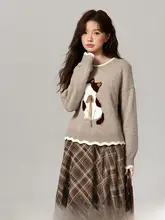 春らしい気品を演出！女性用ニット半裙【極上の柔らかさ・可愛いデザイン】（セットアップ対応）