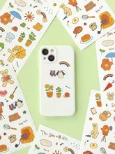 可愛いドゥードゥル風キャラクターの無痕ステッカー【DIY手帳の装飾用・スマホ・パソコン用】