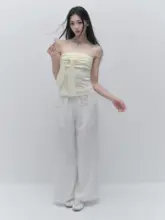 ビーチスタイルのバンド付きノースリーブTシャツ【ショート丈・感のあるデザイン】