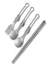 TOOTS アウトドア用純チタン食器セット【折りたたみ可能・スプーンとフォーク・携帯用】（セットアップ対応）