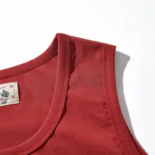 中国紅のヴィンテージ風 コットン厚手タンクトップ【ユニセックス・夏用・ルーズフィット】