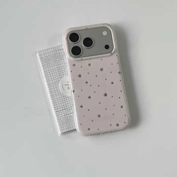 淡いピンクの星デザインiPhoneケース【韓国風・シンプル・衝撃吸収】