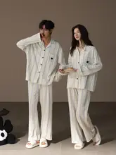 極上の柔らかさ！モダール生地のカップル用睡眠パジャマ【女性用・春秋・長袖カーディガン・男性用・大きめサイズ・ルーズフィット・ホームウェア】（セットアップ対応）