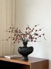 花瓶 フェイクドングリ ヴィンテージ風 侘び寂び 上品 ブラック デスクデコ テーブルフラワー インテリアフラワー