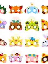 動物デザインの不織布キャラクターマスク【幼児用・DIY・舞台発表用】