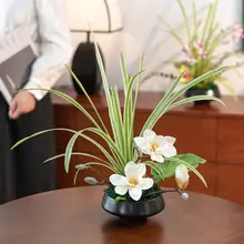 高級陶器製のテラリウム風偽物のハスの花【インテリア装飾・リアルなデザイン】