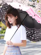 レースデザインの折りたたみUVカット傘【女性用・コンパクト・日傘兼雨傘】