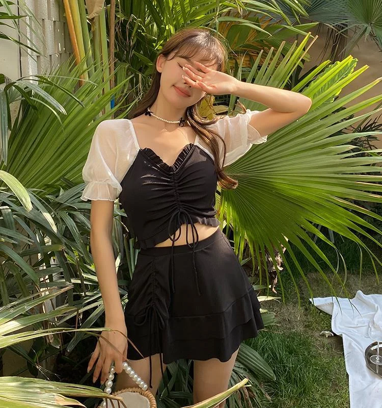 2025年新作女性用スプリットボクサースカート水着