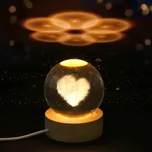 星球デザインのクリスタルボールナイトライト【薔薇投影・女性向け・寝室用】