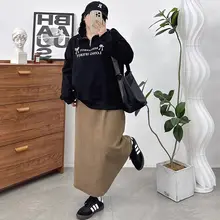 ミルクティーカラー コーデュロイ 半身スカート【秋冬用・大きいサイズ・ヒップラインを美しく見せるデザイン】