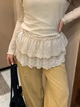 バレエ風 ファッションレースレース半身スカート【重ね着に最適・ヒップラインカバー・細見え効果】（セットアップ対応）