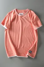 夏用 メンズカジュアルTシャツ【クルーネック・半袖・異素材切替デザイン】