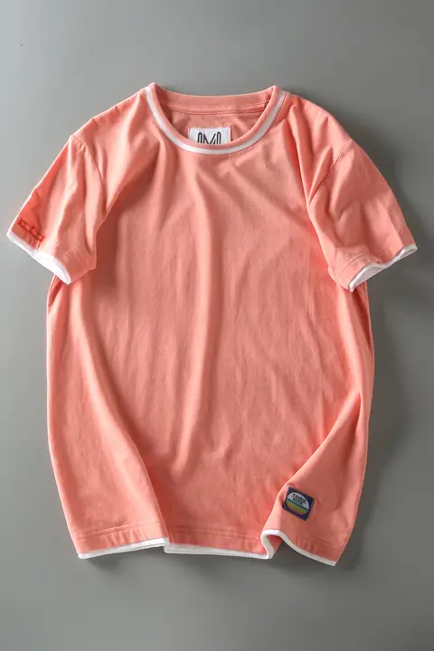 夏用 メンズカジュアルTシャツ【クルーネック・半袖・異素材切替デザイン】