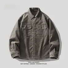 シャツジャケット メンズ 長袖 コーデュロイ ワーク アメカジ ヴィンテージ ダスティグリーン 春 秋