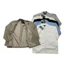 リネン素材のアメリカンクラシック風ビンテージ大きいサイズのラフなジップアップジャケット【春秋用・薄手・翻領デザイン】