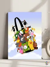 創造的な趣のリビングルーム装飾画【純手描き油彩・青空と白い雲・玄関や子供部屋に最適】