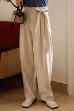 カジュアルスーツパンツ 高支垂感 スリム シューレース オリーブの木の下