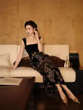 シルクベルベットドレス【ドレスアップ・肩紐付き・フレンチスタイル】