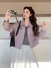 粉紫色の魅力的なPUレザーコート【春用・韓国スタイル・子供向け・スタイリッシュ】