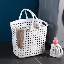 プラスチック製の洗濯かご【持ち手付き・衛生的で無臭・バスルーム用】