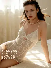 セクシーな細ストラップフランス風レースボディスーツ【通気性メッシュ・美しい背中デザイン・シェイプウェア】