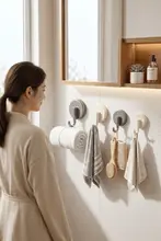 穴あけ不要 吸盤フック【強力吸着・バスルームやキッチン用・タオル掛け】