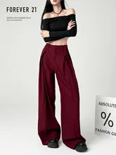 スラックス ワイドパンツ レディース ブラック 着痩せ きれいめ 落ち感 ゆったり カジュアル 「Forever 21」