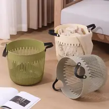 家庭用 洗濯物収納バスケット【ラージサイズ・穴あきプラスチック製・バスルーム用】